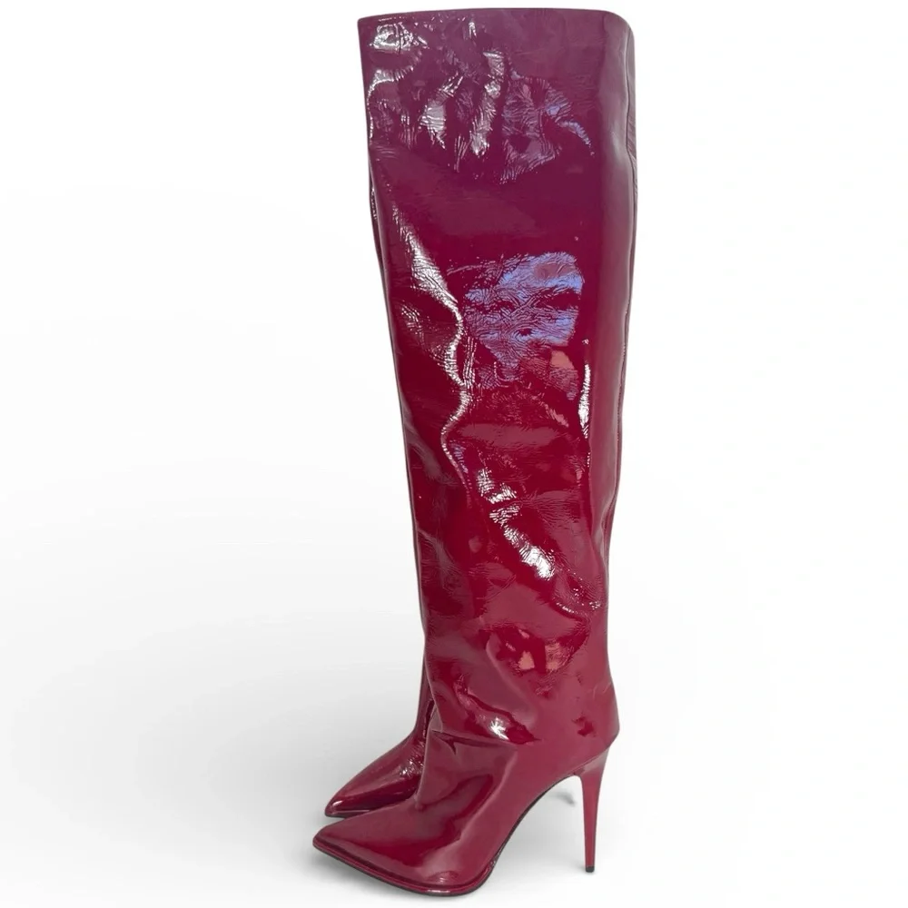 Tamara Mellon Trinity Patent Red Knee High Boots